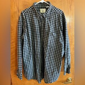 Blue and Brown Plaid Button-Down Shirt